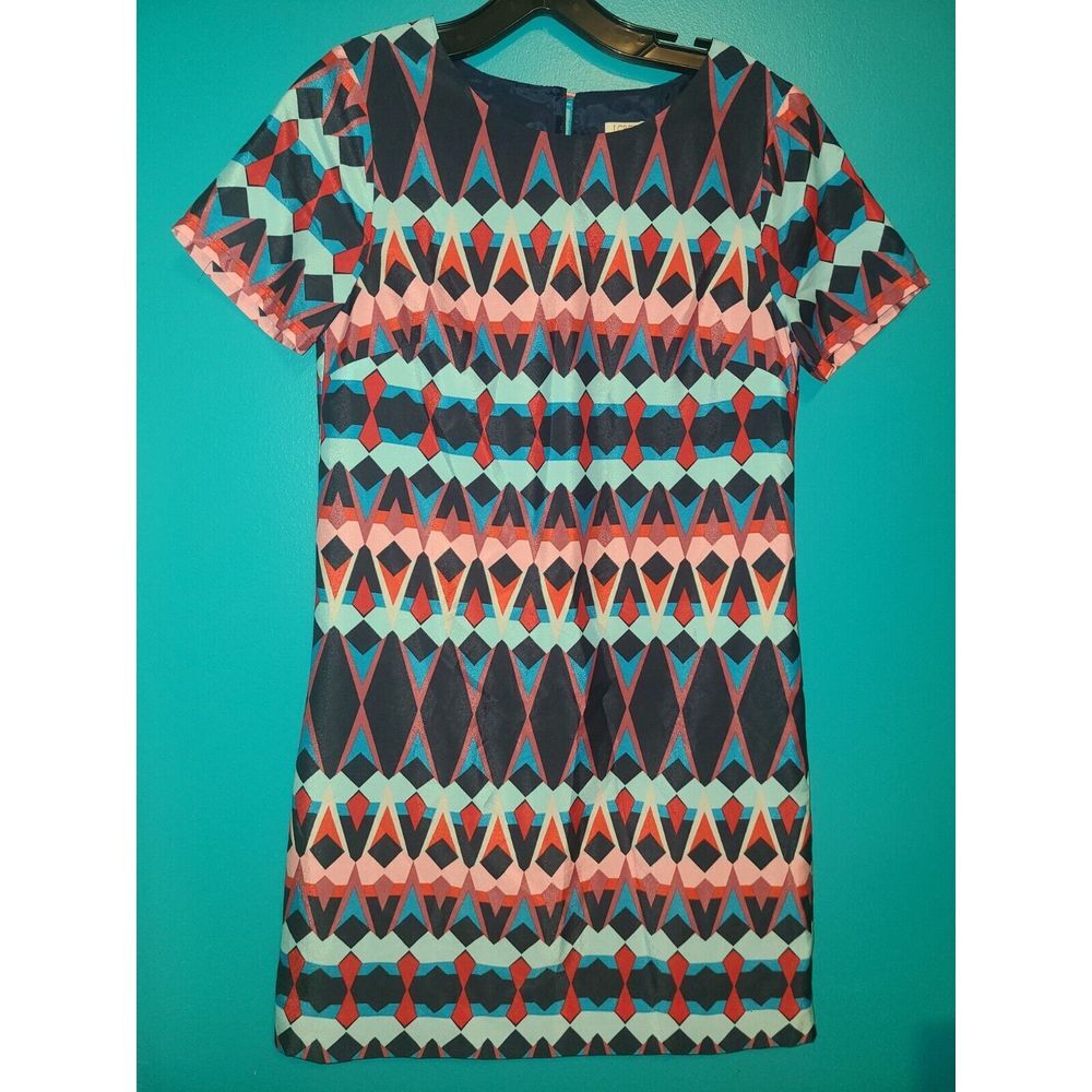 J. Crew Dress‎ 0 Printed Gallery Shift c5608  Geometrical Print *Rare*
